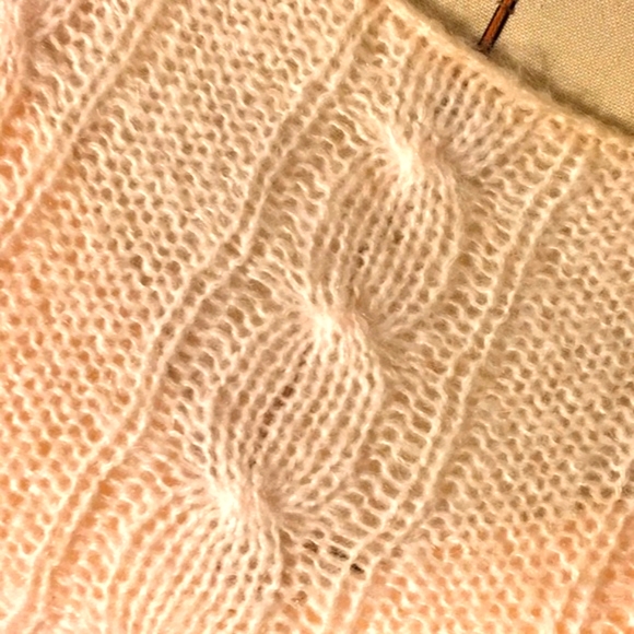 S J. CREW BARELY BLUSH WOOL & MOHAIR BLEND SEMI•SHEER DOLCE CABLE KNIT TOP - Picture 8 of 9